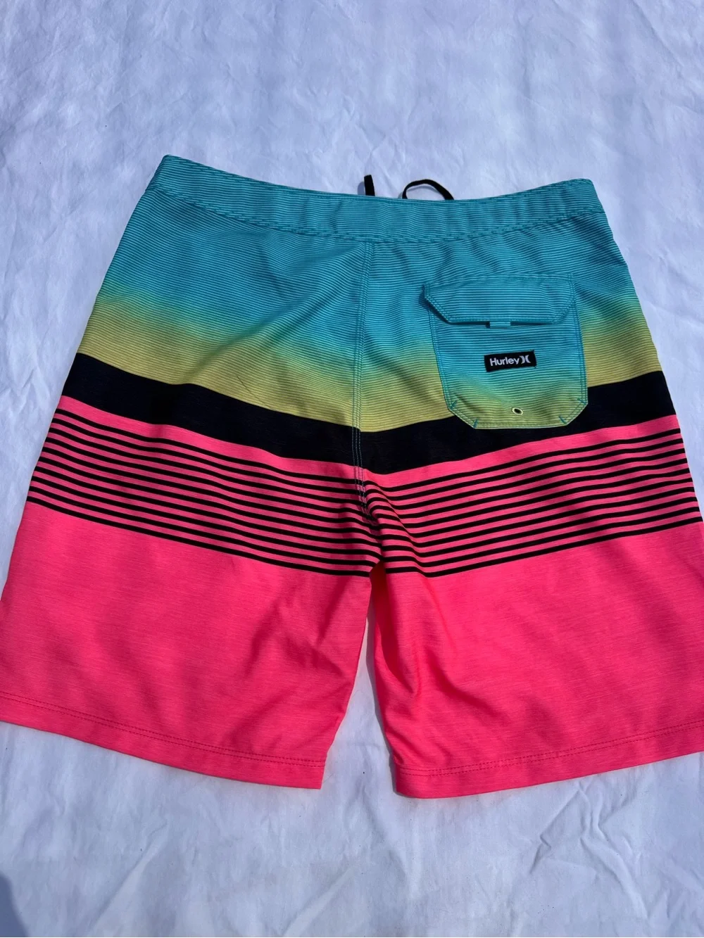 Hurley Men’s Pink Teal Gradient Stripe Board Shorts